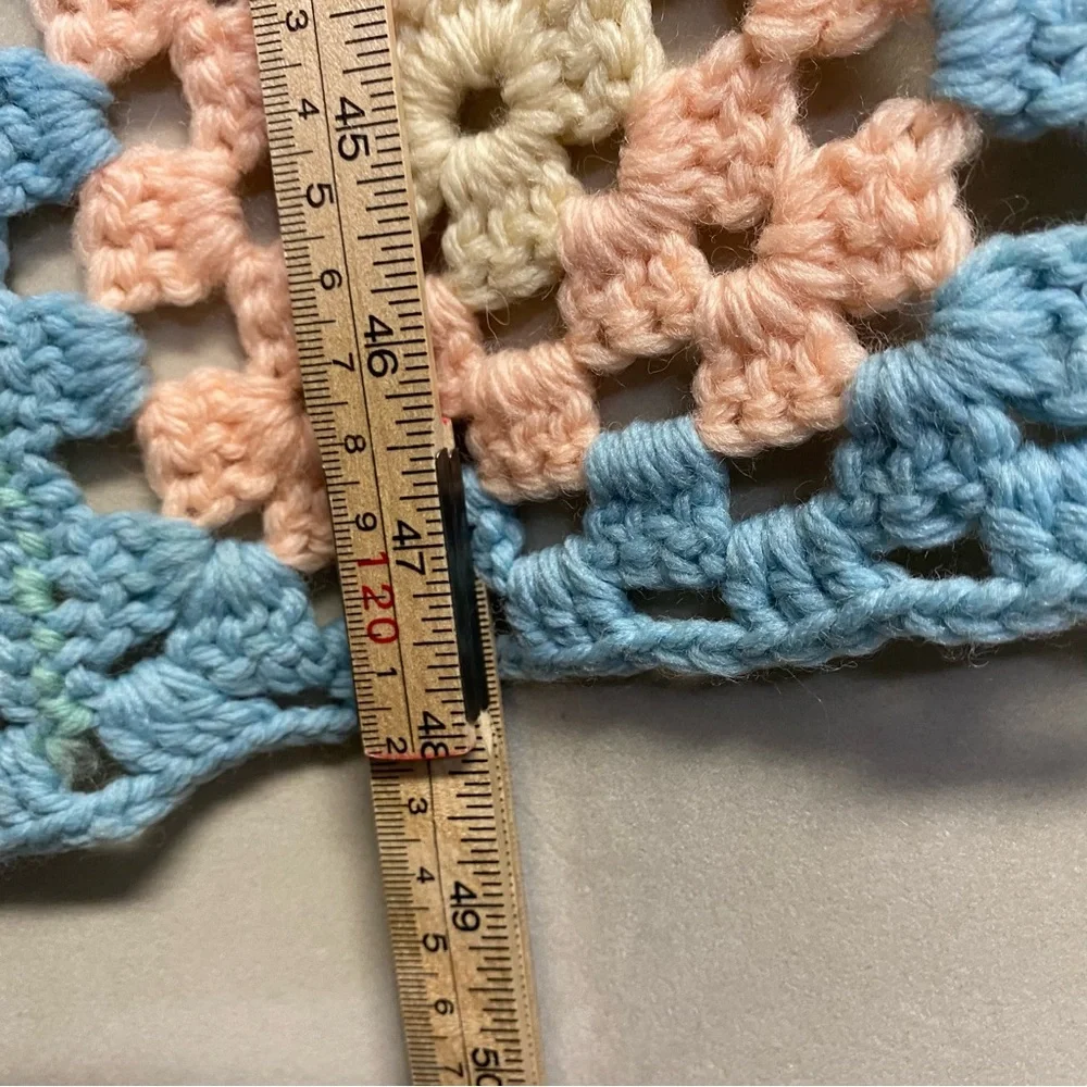 Handmade Crochet Granny Square Baby Blanket Afghan 48”x36” Lap Crib Stroller
